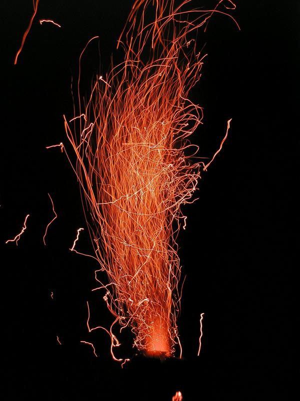 campfire sparks display on the Allagash Wilderness Waterway in northern Maine