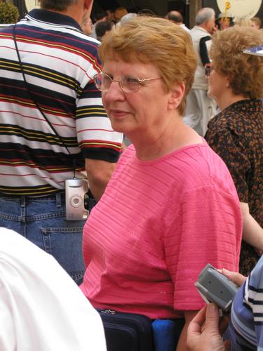 Betty Lou in the midst of a tour group to the Swiss Alps