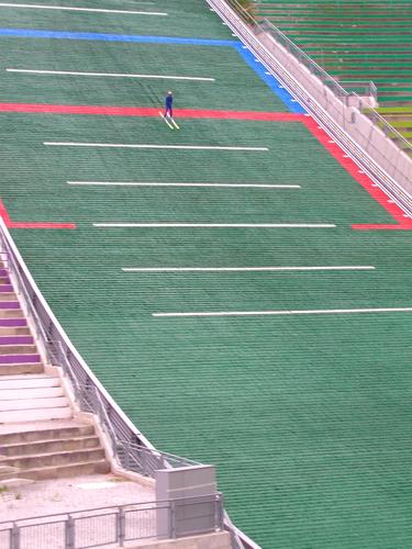 skier practicing on artifical turf in Innsbruck, Austria