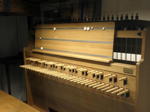 carillon console inside the watchtower at Tournai in Belgium