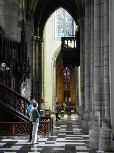 visitors at Liege Cathedral in Belgium