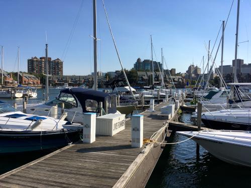 boats moored at the Erie Basin Marina at Buffalo, NY