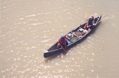 canoe pair on the Rio Grande River in Texas in April 2000