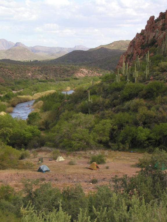 camping in the wilderness in April 2003 during a Verde River canoe trip in Arizona