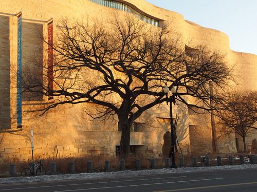 winter view of the National Museum of the American Indian at the National Mall in Washington DC