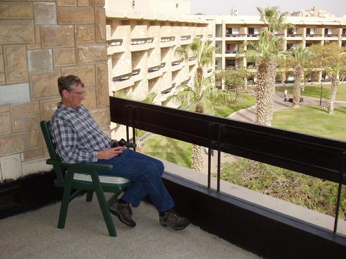 Tom at our Cairo hotel on a vacation to Egypt