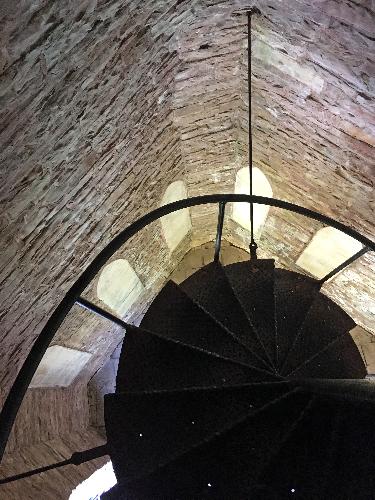 spiral staircase in the tower at Mt Albion Cemetery in Albion, New York