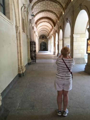 Andee checks out an arcade at Lyon in France