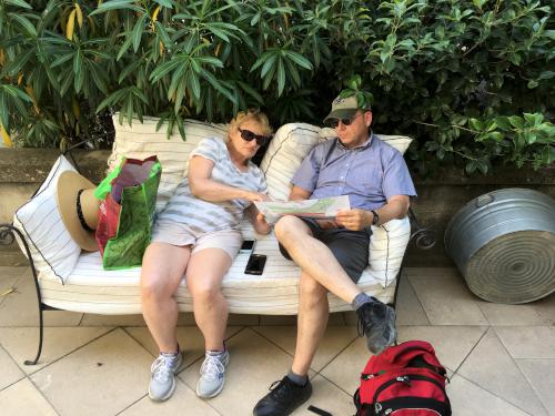 Andee and Dave relaxing at day's end in France