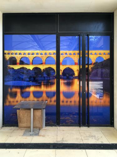 mural at the Pont du Gard visitor center in France