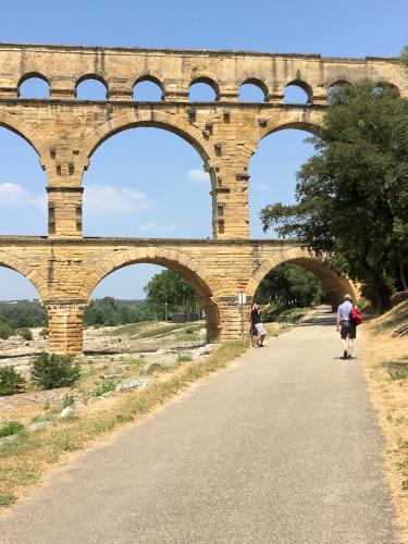 Dave approaches the aqueduct bridge over the Gard River in France