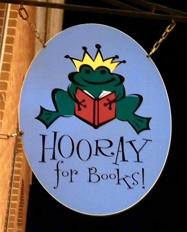 sign for the Hooray For Books bookstore in Alexandria, VA