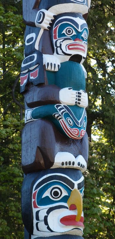 totem pole with a frog in Vancouver