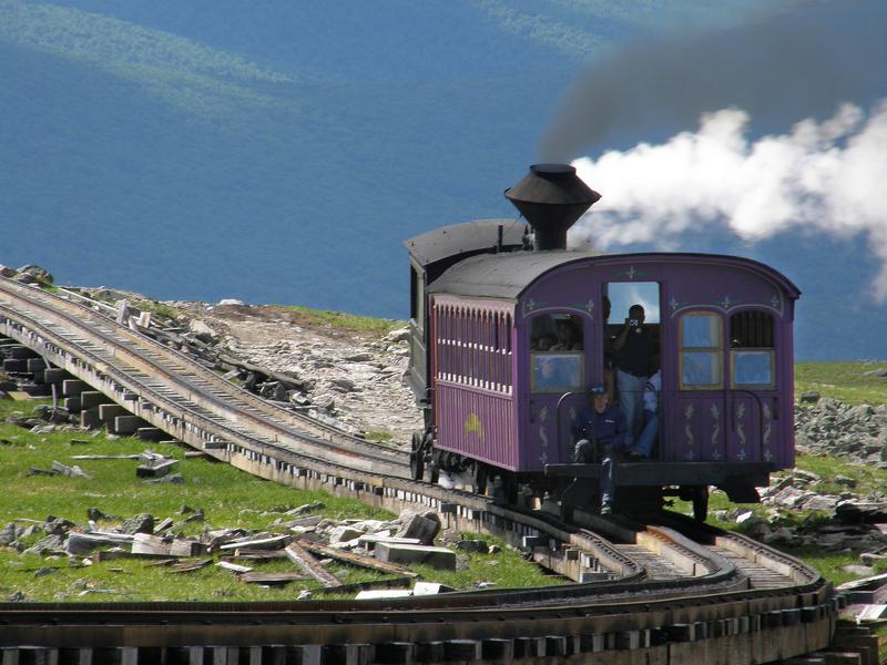 Cog Railway train ascending Mount Washington, NH