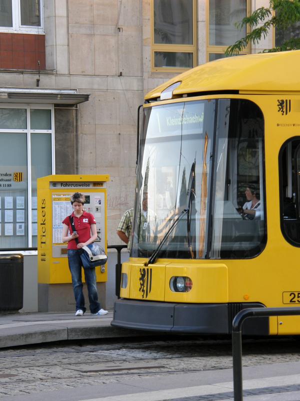 smooth-running trolley on a city street in Germany