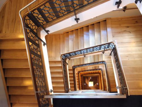 downward view of the Steigenberger Hotel stairway at Leipzig in Germany