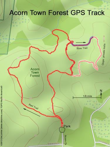 GPS track at Acorn Town Forest in southeastern New Hampshire