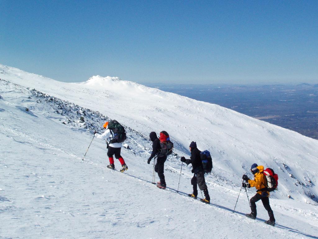 winters hikers on the way up to Mount Adams in the White Mountains of New Hampshire