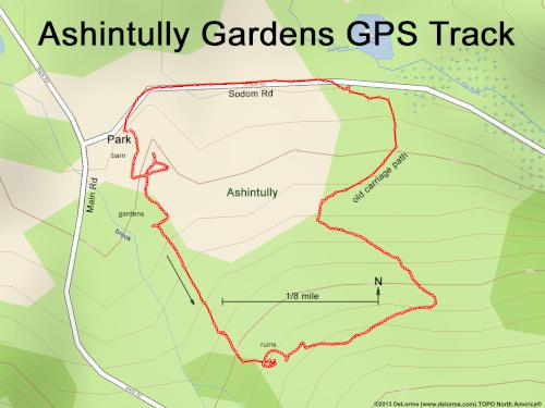 GPS track in August at Ashintully Gardens in western MA