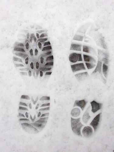 boot prints in November at Ashuelot River Park, Keene, NH