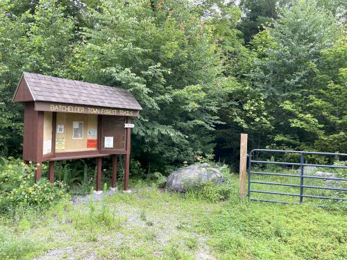 entrance in July to Bachelder Trails near Loudon in southern New Hampshire