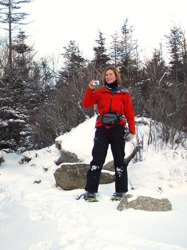 hiker at Artist's Bluff in New Hampshire