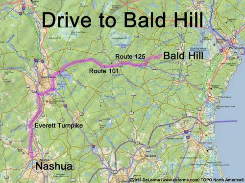 Bald Hill drive route