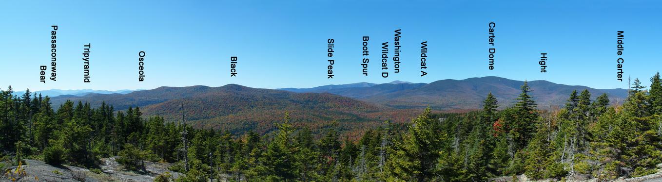 A view of the White Mountains as seen from the summit of Baldface West in NH on September 2009