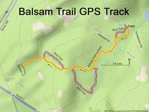 GPS track in May at Balsam Trail in northeast MA