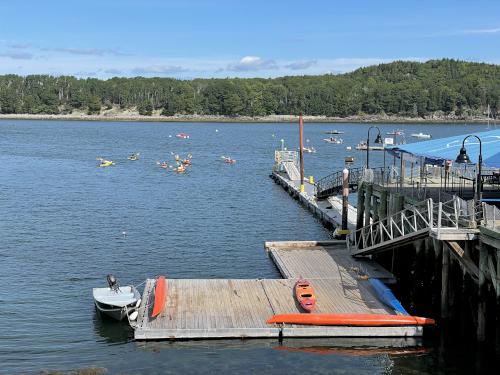 kayakers in September in front of Bar Island near Acadia National Park in Maine