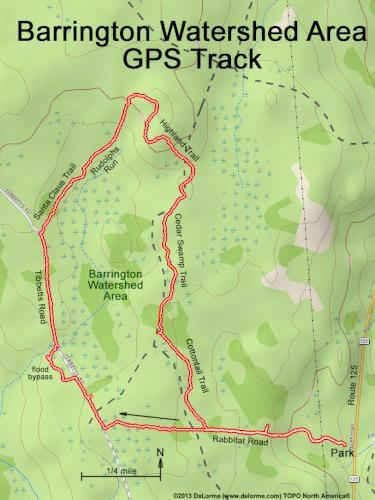 GPS track in December at Barrington Watershed Area in southeast New Hampshire