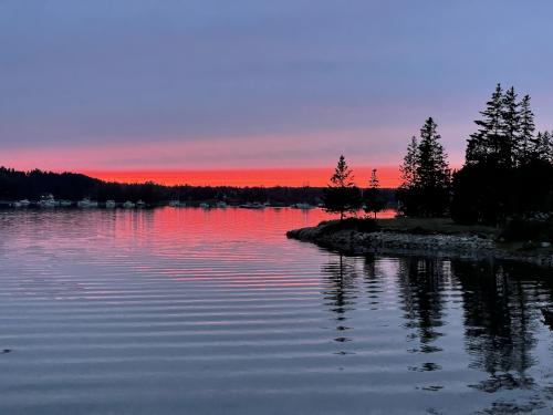 sunset near Bass Harbor Head Lighthouse in September near Acadia National Park in Maine