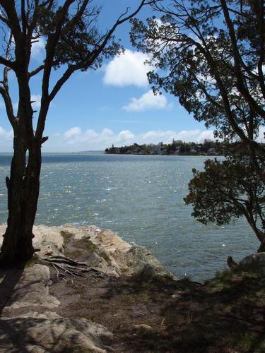 view of Kingston Bay from Bay Farm Conservation Area in eastern Massachusetts