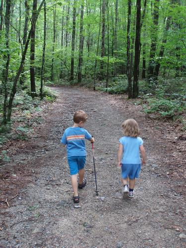 hikers on Cow Lane at Beaver Brook in New Hampshire