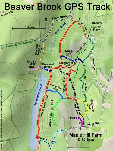 GPS track through the Maple Hill Farm section of Beaver Brook in New Hampshire