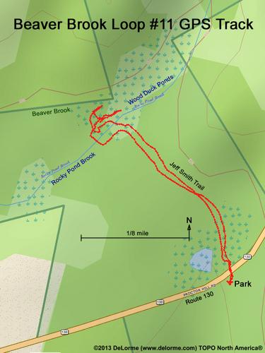 GPS track to Wood Duck Pond at Beaver Brook Association in southern New Hampshire