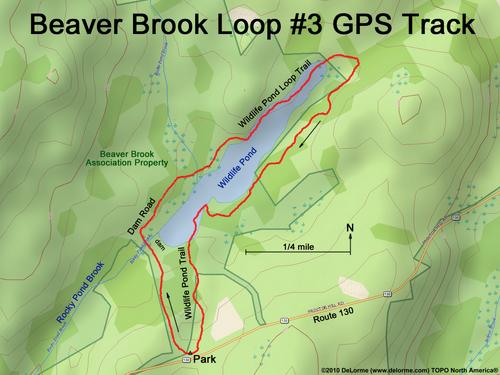 GPS track to Wildlife Pond at Beaver Brook Association in southern New Hampshire