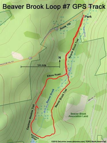 GPS track via Elkins Road at Beaver Brook Association in southern New Hampshire