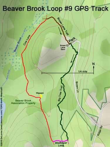 GPS track on Big Tree Trail at Beaver Brook Association in southern New Hampshire