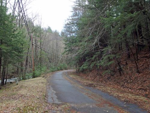 paved trail to Beaver Brook Falls near Keene in southern New Hampshire