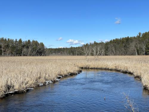 view in February from the bridge over Beaver Brook at Westford in northeast MA