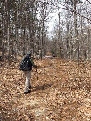 Dick hikes a dirt road on the way to Mount Bet in New Hampshire