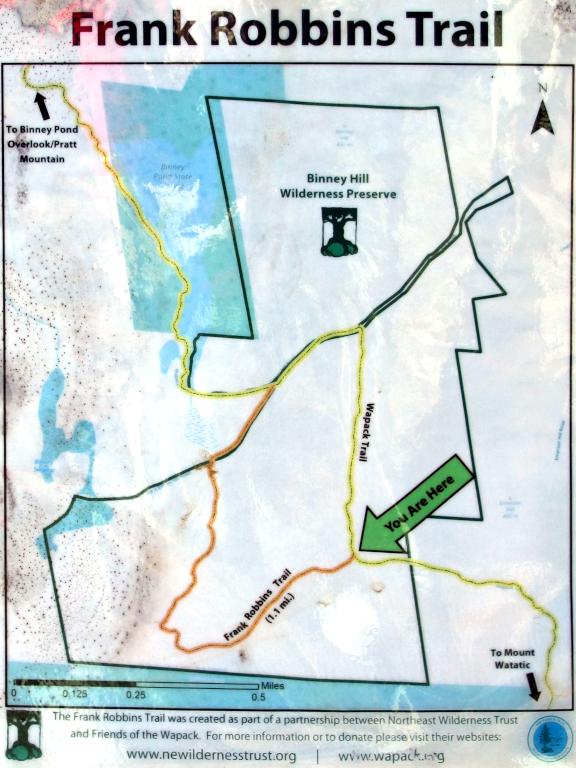 Frank Robbins Trail map at Binney Hill Wilderness Preserve in southern New Hampshire