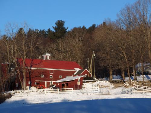 colorful barn beside the B&M Rail Trail at Amherst in southern New Hampshire