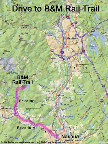 B&M Rail Trail drive route