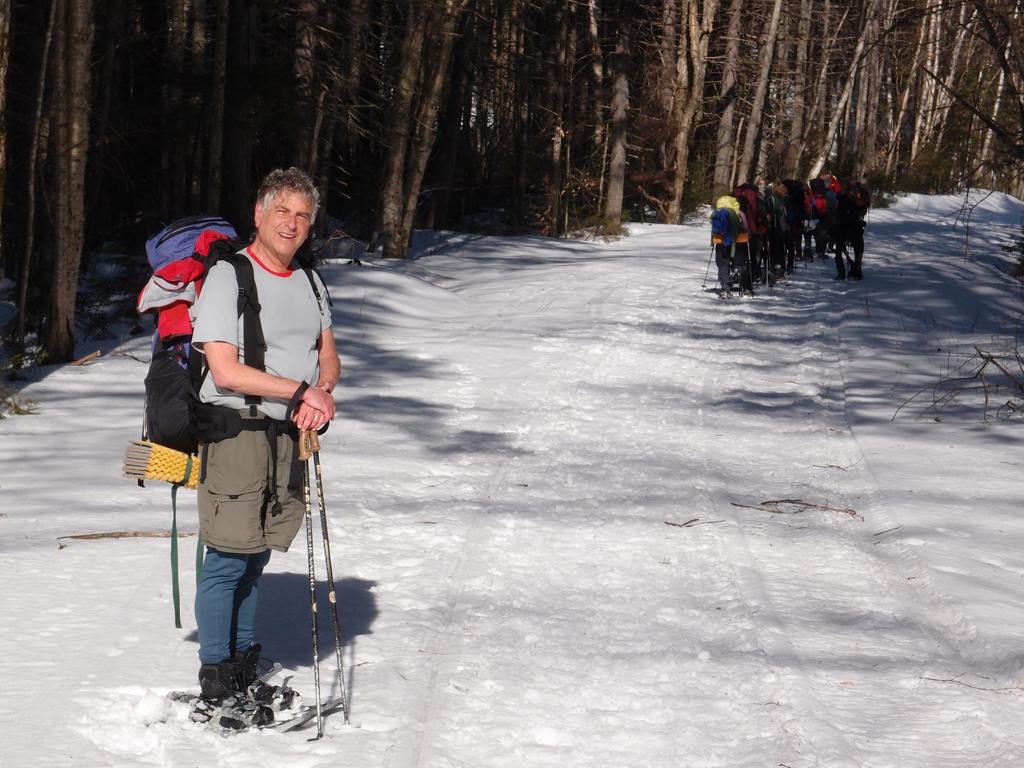 Carl on Zealand Road near the end of our winter hike to Mount Bond in the White Mountains of New Hampshire