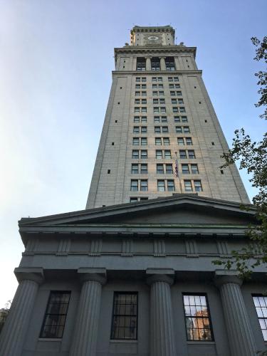 historic Custom House near Long Wharf at Boston Harbor in Massachusetts