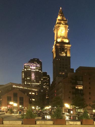 dusk view of buildings near Long Wharf at Boston Harbor in Massachusetts