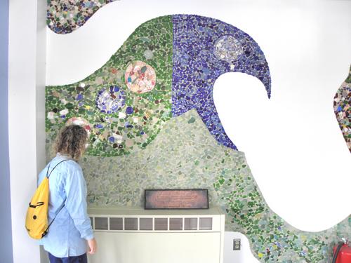 sea glass art at the visitor center on Spectacle Island in Boston Harbor in Massachusetts