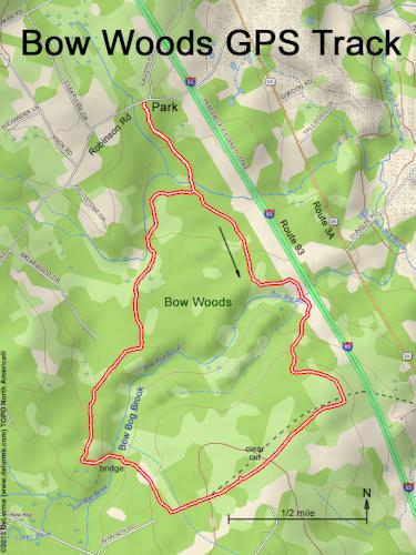 GPS track in December at Bow Woods near Bow in southern New Hampshire